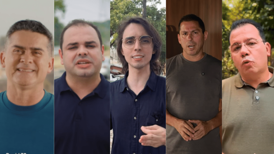 Candidatos à prefeitura de Manaus; da esquerda à direita: David Almeida, Roberto Cidade, Amom Mandel, Marcelo Ramos e Wilker Barreto - Reprodução/Instagram