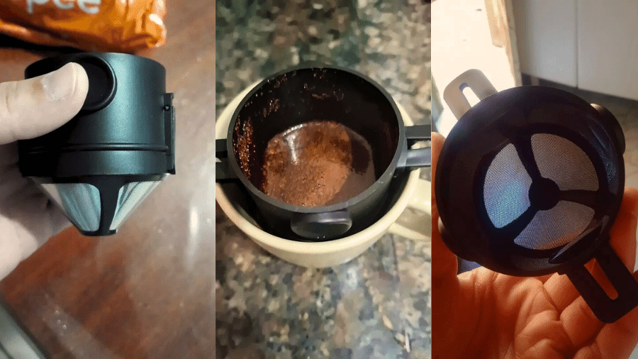 Este modelo de filtro de aço inoxidável é portátil e reutilizável Este modelo de filtro de aço inoxidável é portátil e reutilizável
