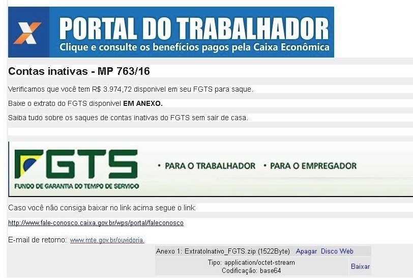 E Mail Falso Promete Saque Do Fgts Mas E Virus Caixa Nao Manda Mensagens 15 02 2017 Uol Economia
