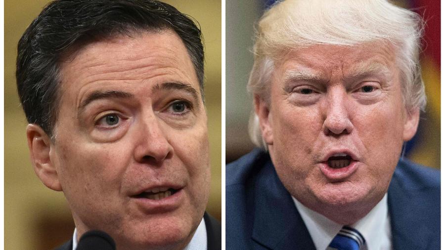 O ex-diretor do FBI James Comey e o presidente dos EUA, Donald Trump O ex-diretor do FBI James Comey e o presidente dos EUA, Donald Trump