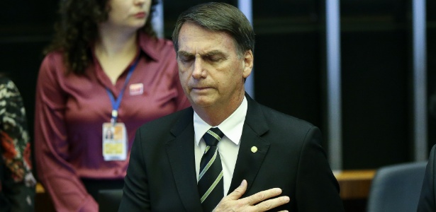 6.nov.2018 - Jair Bolsonaro (PSL) durante cerimônia solene realizada no Congresso - Por Gabriela Mello