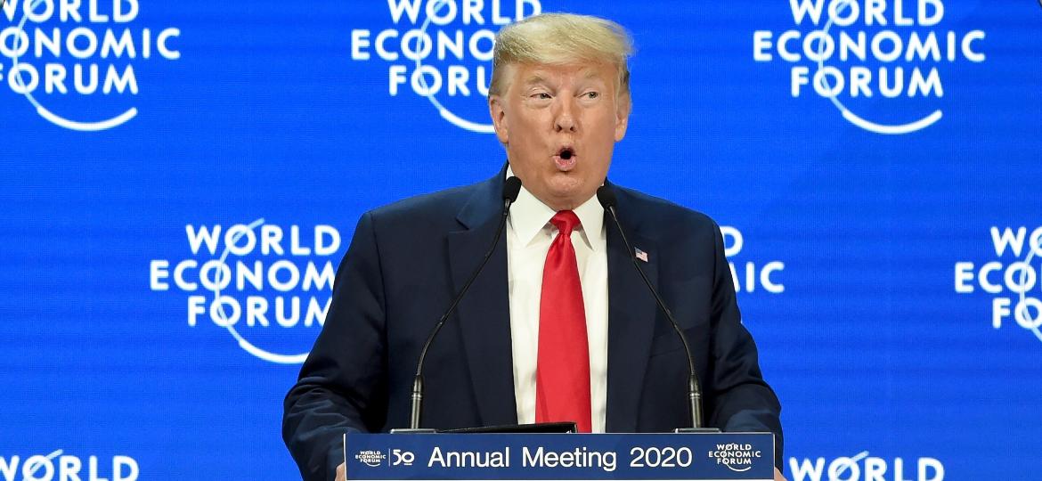 Presidente dos Estados Unidos, Donald Trump, discursa no Fórum Econômico Mundial em Davos, na Suíça - Guo Chen/Xinhua