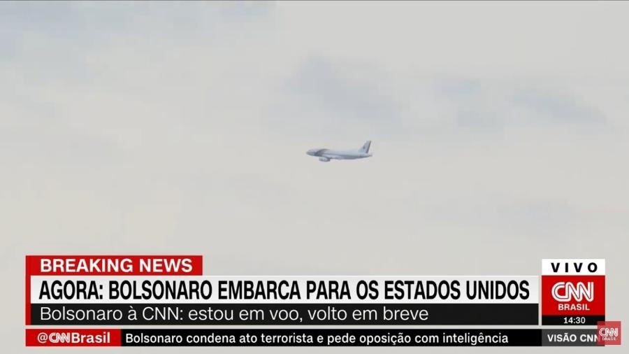 Avião da FAB decola com Bolsonaro para os EUA - Reprodução/CNN