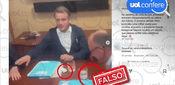 Vídeo mostra Macron segurando lenço de papel, e não papelote de cocaína