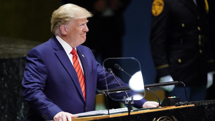 24.set.2019 - O presidente dos Estados Unidos, Donald Trump, discursa na 74ª Sessão da Assembleia Geral das Nações Unidas, em Nova York - Carlo Allegri/Reuters