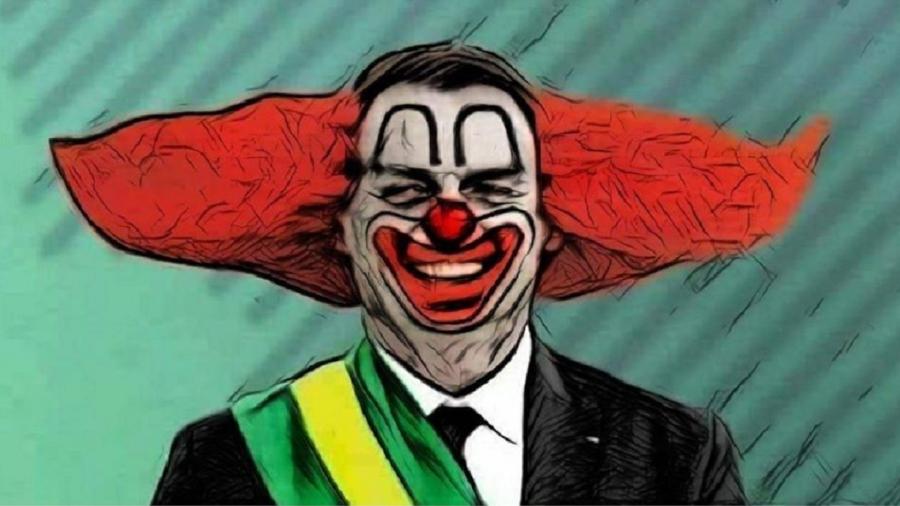 Ilustração de Bolsonaro caracterizado como o palhaço Bozo divulgada no ano passado por Carlos e Eduardo, dois dos filhos do presidente, com ofensas aos críticos do mandatário, é claro! - Reprodução/Redes Sociais