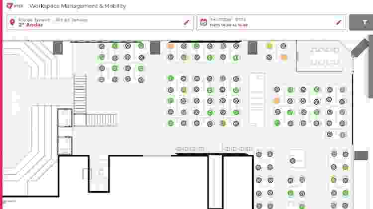 O sistema de agendamento de postos de trabalho da Vtex, no Rio de Janeiro - Divulgação - Divulgação