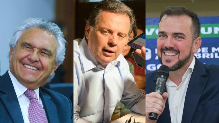 Da esquerda para a direita: Ronaldo Caiado (União Brasil), Marconi Perillo (PSDB) e Gustavo Mendanha (Patriota) - Reprodução/Instagram