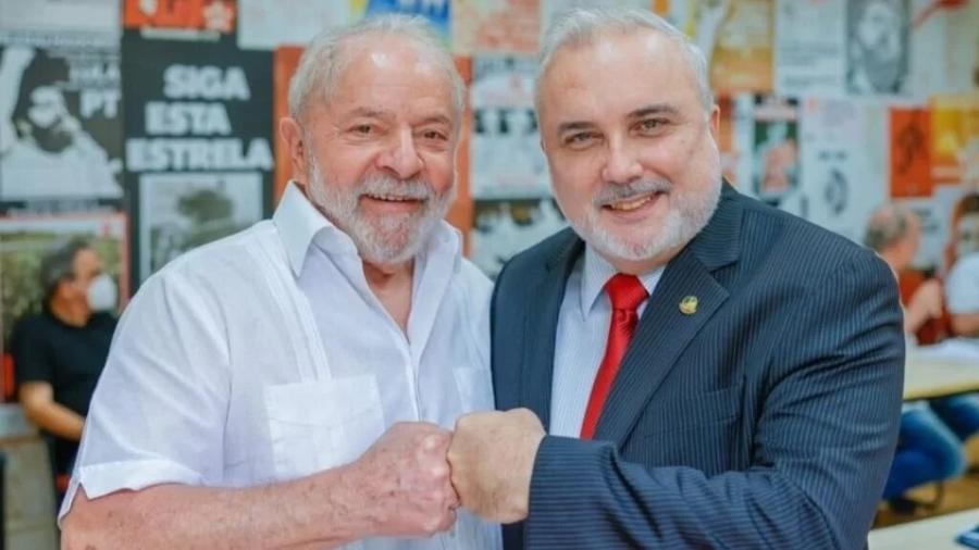 O presidente Lula (PT) e o presidente da Petrobras, ex-senador Jean Paul Prates