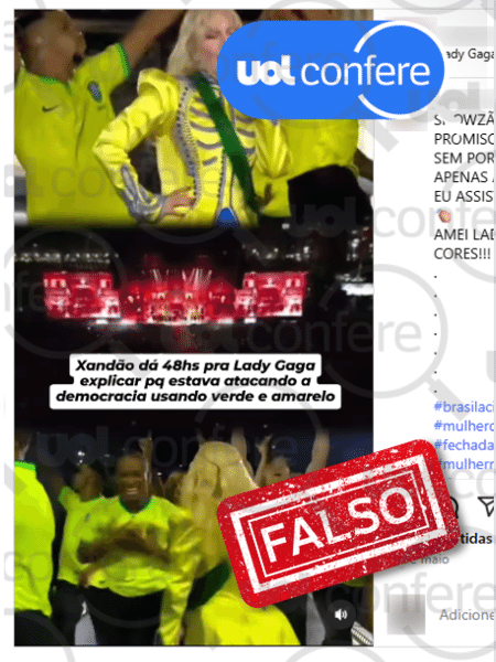 18.mai.2025 - Roupa verde e amarela foi homenagem ao Brasil; Lady Gaga não citou Bolsonaro 18.mai.2025 - Roupa verde e amarela foi homenagem ao Brasil; Lady Gaga não citou Bolsonaro