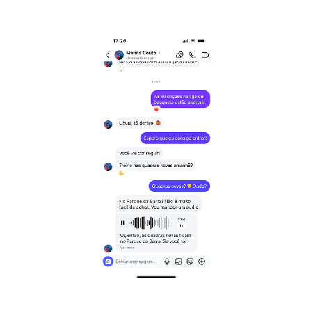 Ferramenta de transcrição de áudio na área de mensagens do Instagram Ferramenta de transcrição de áudio na área de mensagens do Instagram