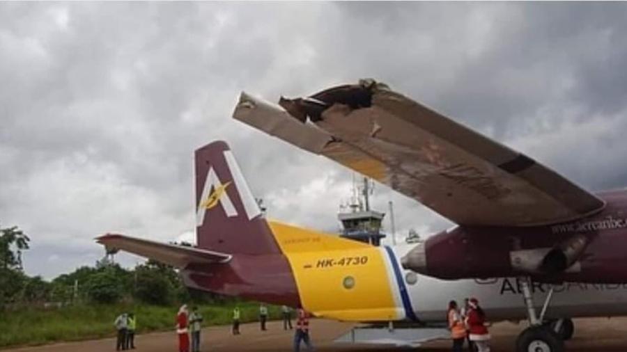 Os pilotos do avião cargueiro Antonov AN-26 perderam o controle da aeronave durante um rasante a poucos metros do solo - Reprodução/Twitter