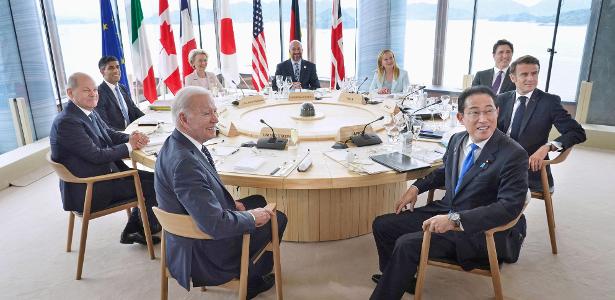 Líderes do G7 em reunião em Hiroshima, no Japão