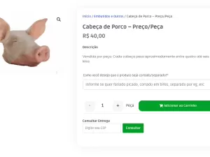 Cabeça de porco como a jogada em estádio custa R$ 40 a peça na internet