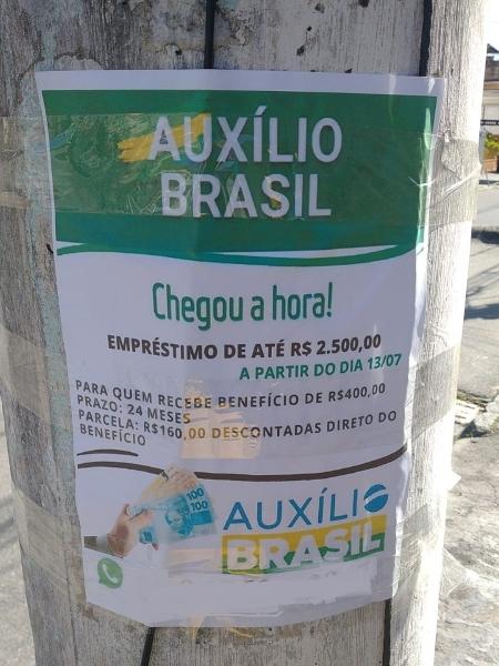 Anúncio de empréstimo consignado para beneficiário do Auxílio Brasil, no Rio de Janeiro  - Reprodução