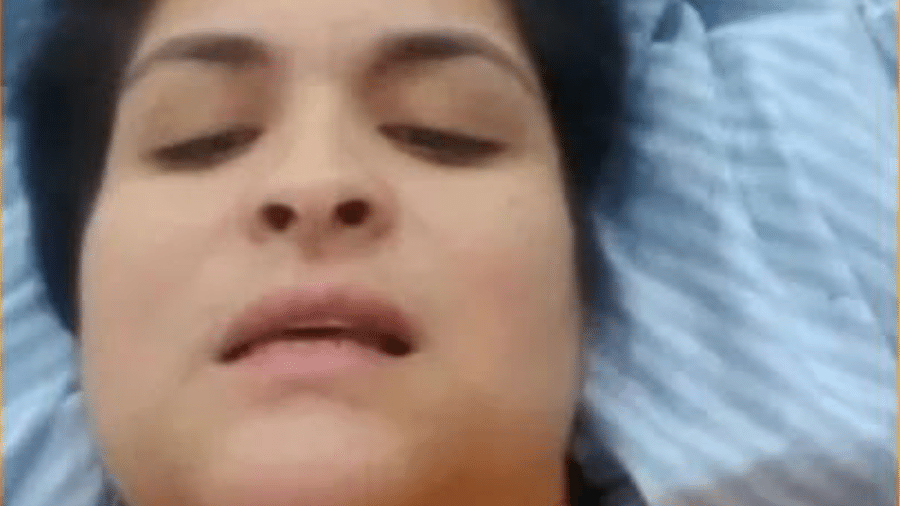 Daiana Chaves Cavalcanti, 36, deu depoimento diretamente de cama no Hospital Santa Branca, pedindo ajuda - Reprodução/TV Globo