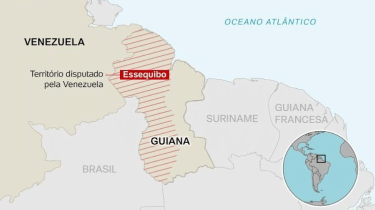 Território disputado por Guiana e Venezuela