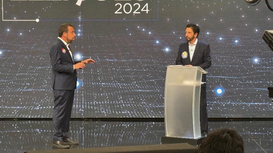 Guilherme Boulos (PSOL) e Ricardo Nunes (MDB) durante debate da Band do segundo turno - Bruno Luiz/UOL