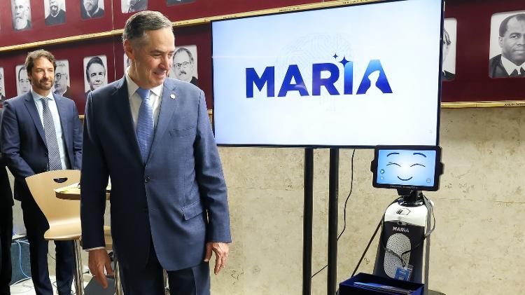 Ministro Luiz Barroso, presidente do STF, durante o lançamento da Maria, inteligência artificial generativa do tribunal