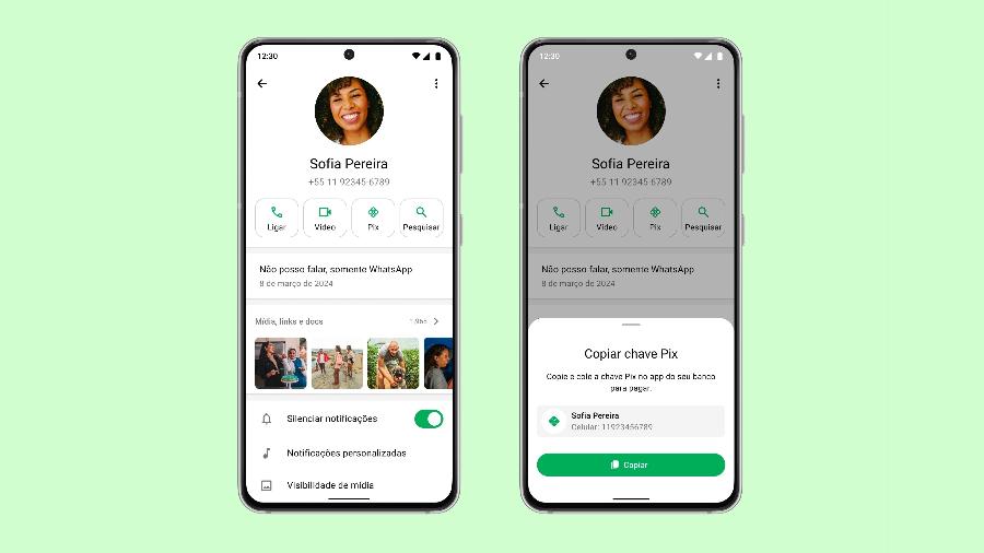 WhatsApp vai ganhar opção que facilita compartilhamento de chave Pix, com a inclusão de um botão no perfil do contato