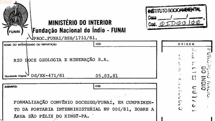 Convênio assinado pela Funai em 1981 liberando mineração na Terra Kayapó Convênio assinado pela Funai em 1981 liberando mineração na Terra Kayapó