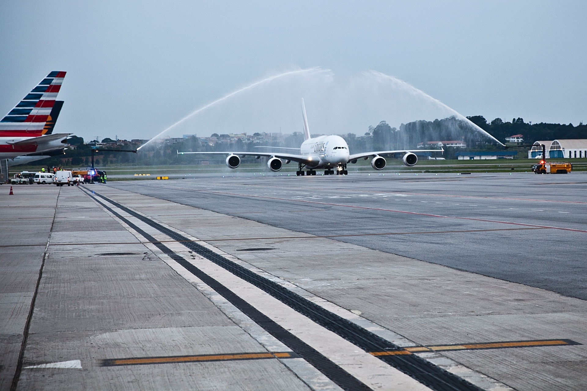 Batismo do A380 em seu primeiro voo comercial para o aeroporto de Guarulhos, em São Paulo - Lucas Lima/UOL