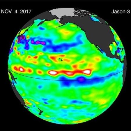 Imagem de satélite mostra o La Niña em 2017 - Cortesia de William Patzert