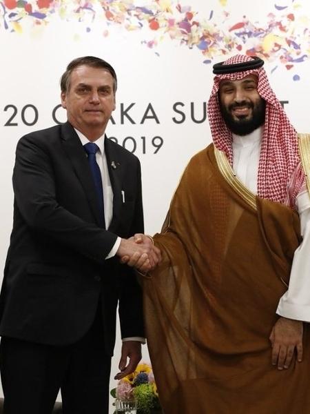 Em foto de 29 de junho de 2019, Jair Bolsonaro junto ao príncipe Mohammad bin Salman, da Arábia Saudita - Reprodução / Instagram