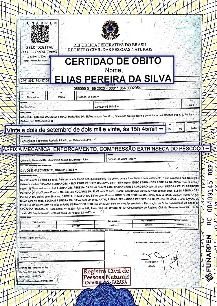 certidão de obito - -