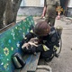 May 5, 2022 - Firefighters from Zaporizhzhia, Ukraine, rescue a burning dog.  According to emergency services, the pug was taken from the middle of the fire, already unconscious.  They put an oxygen mask on the reacting animal.  The owner of the animal thanked him for the help - Reproduction/Facebook/MNS.GOV.UA