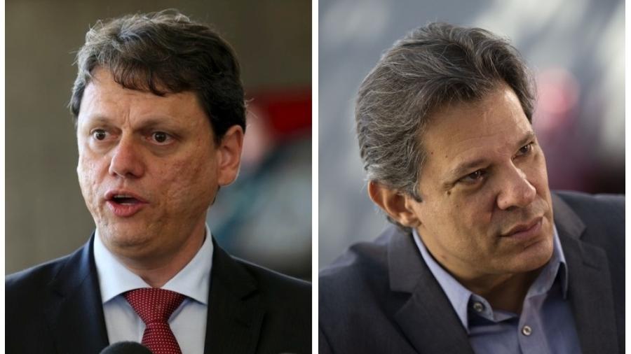 Tarcísio de Freitas (Republicanos) e Fernando Haddad (PT), candidatos ao governo de São Paulo - Wilson Dias/Agência Brasil e Marlene Bergamo/Folhapress