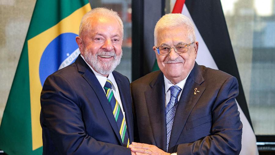 Lula encontra o presidente palestino Mahmud Abbas em evento paralelo durante a 78º reunião da Assembleia Geral da ONU em Nova York 