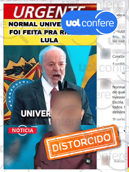 19.jun.2024 - Vídeo de Lula em que cita a frase "universidade foi feita pra rico" estava criticando elite política