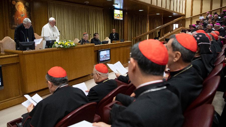 21.fev.2019 - Papa Francisco participa da reunião de quatro dias sobre a crise global de abusos sexuais - Vaticano via Reuters