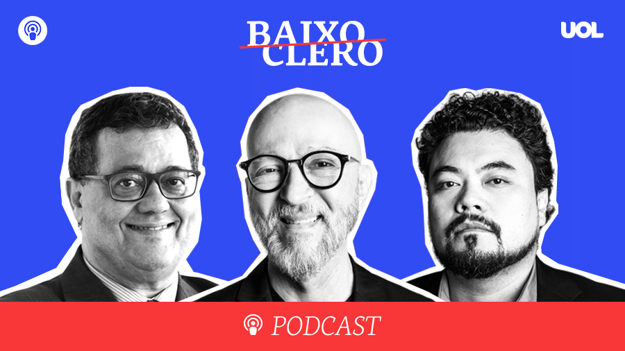 Tales Faria, Josias de Souza e Leonardo Sakamoto apresentam o podcast semanal "Baixo Clero" - Arte/UOL