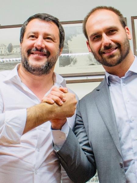 O vicê premiê italiano Matteo Salvini e o deputado Eduardo Bolsonaro - Reprodução/Twitter/@matteosalvinimi