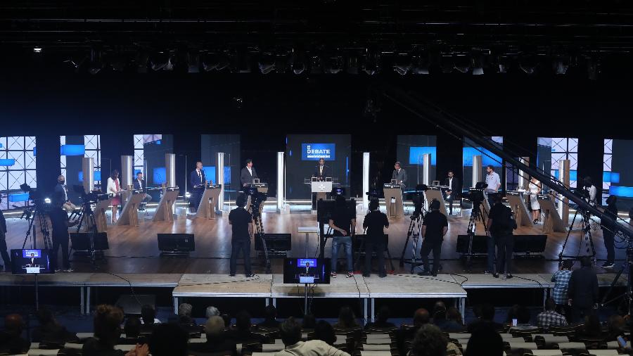 Vista geral dos bastidores do último debate entre os candidatos à Prefeitura de São Paulo - ALEX SILVA/ESTADÃO CONTEÚDO