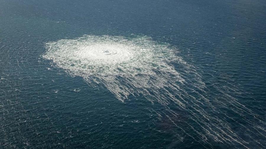 27.set.22 - Bolhas de gás do vazamento Nord Stream 2 que atingem a superfície do Mar Báltico na área mostram distúrbios de mais de um quilômetro de diâmetro perto de Bornholm, Dinamarca - DANISH DEFENCE COMMAND/via REUTERS