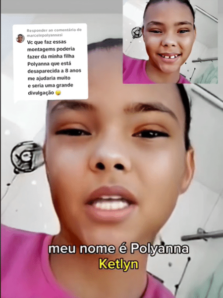 Mãe faz deepfake da filha desaparecida, Polyanna Ketlyn da Silva Ribeiro