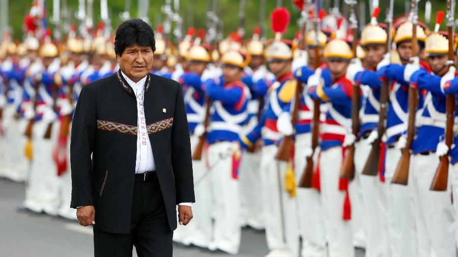 O Presidente da Bolívia, Evo Morales, durante visita ao Palácio do Planalto, em Brasília - Walterson Rosa/Framephoto/Estadão Conteúdo