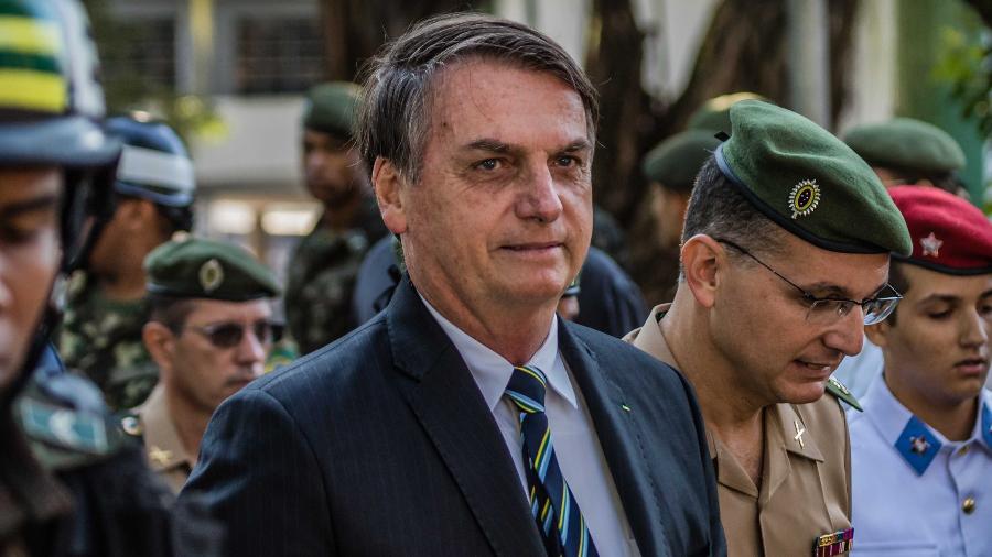 6.mai.2019 - Presidente Jair Bolsonaro participa das comemorações pelos 130 anos do Colégio Militar, na zona norte do Rio - Magalhães Jr/Photopress/estadão Conteúdo