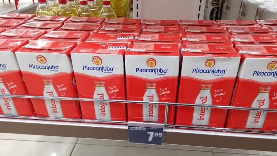Caixa de leite vendida na loja Havan de Colombo (PR); MP investiga suspeita de preço abusivo - Reprodução