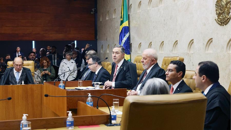 Abertura do ano judiciário de 2024 com o presidente do Senado, Rodrigo Pacheco, o presidente Lula e o presidente do STF, Luís Roberto Barroso