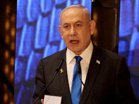 13.mai.2024 - O primeiro-ministro de Israel, Benjamin Netanyahu, durante pronunciamento em Jerusalém - Gil Cohen-Magen/Pool via Reuters