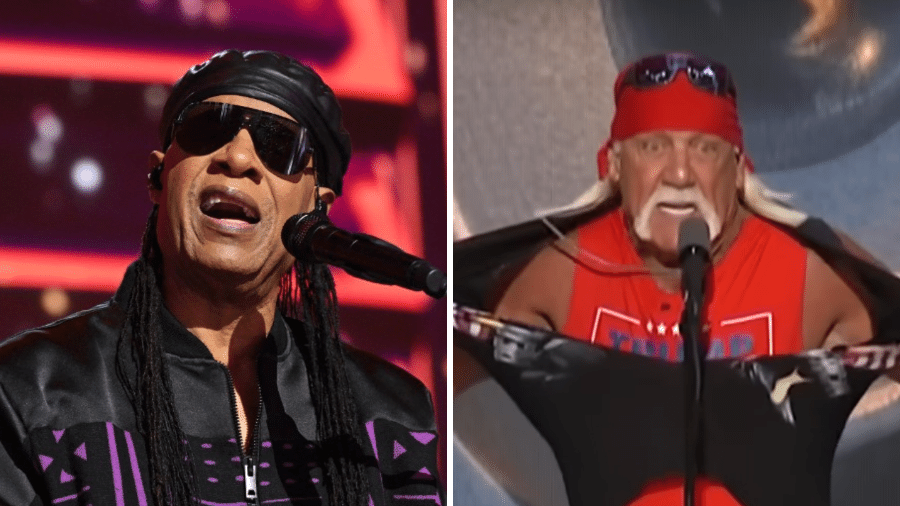 Stevie Wonder, na convenção do Partido Democrata, e Hulk Hogan, na do Partido Republicano