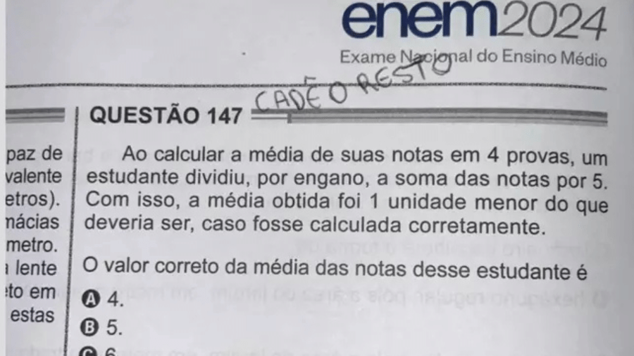 Alunos reclamaram de suposta falta de dados, mas professores opinam que questão não está entre as difíceis da prova