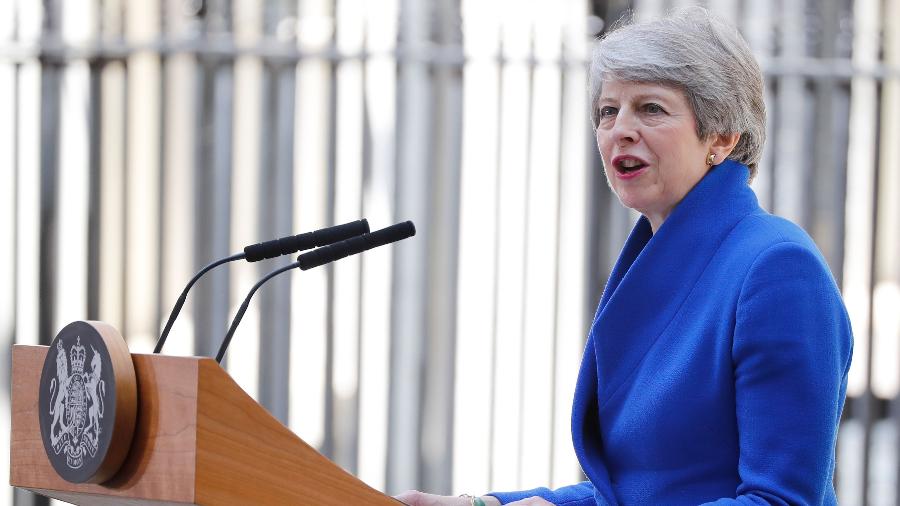 Theresa May dá seu último discurso como primeira-ministra do Reino Unido - Tolga Akmen/AFP