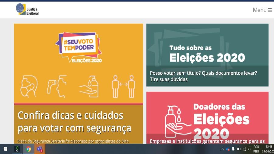 Site da Justiça Eleitoral - Reprodução