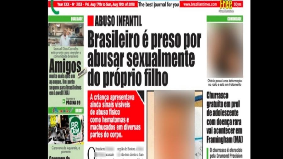 Capa de jornal nos EUA com reportagem sobre brasileiro, falsamente acusado, que chegou a ser detido cinco vezes - Arte/UOL