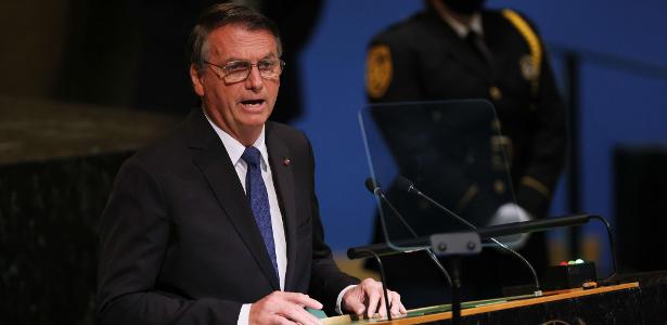 20.set.22 - O presidente brasileiro Jair Bolsonaro discursa durante a 77ª Assembleia-Geral da ONU, em Nova York